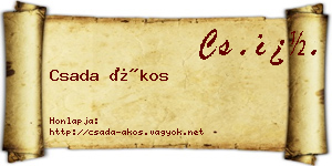Csada Ákos névjegykártya